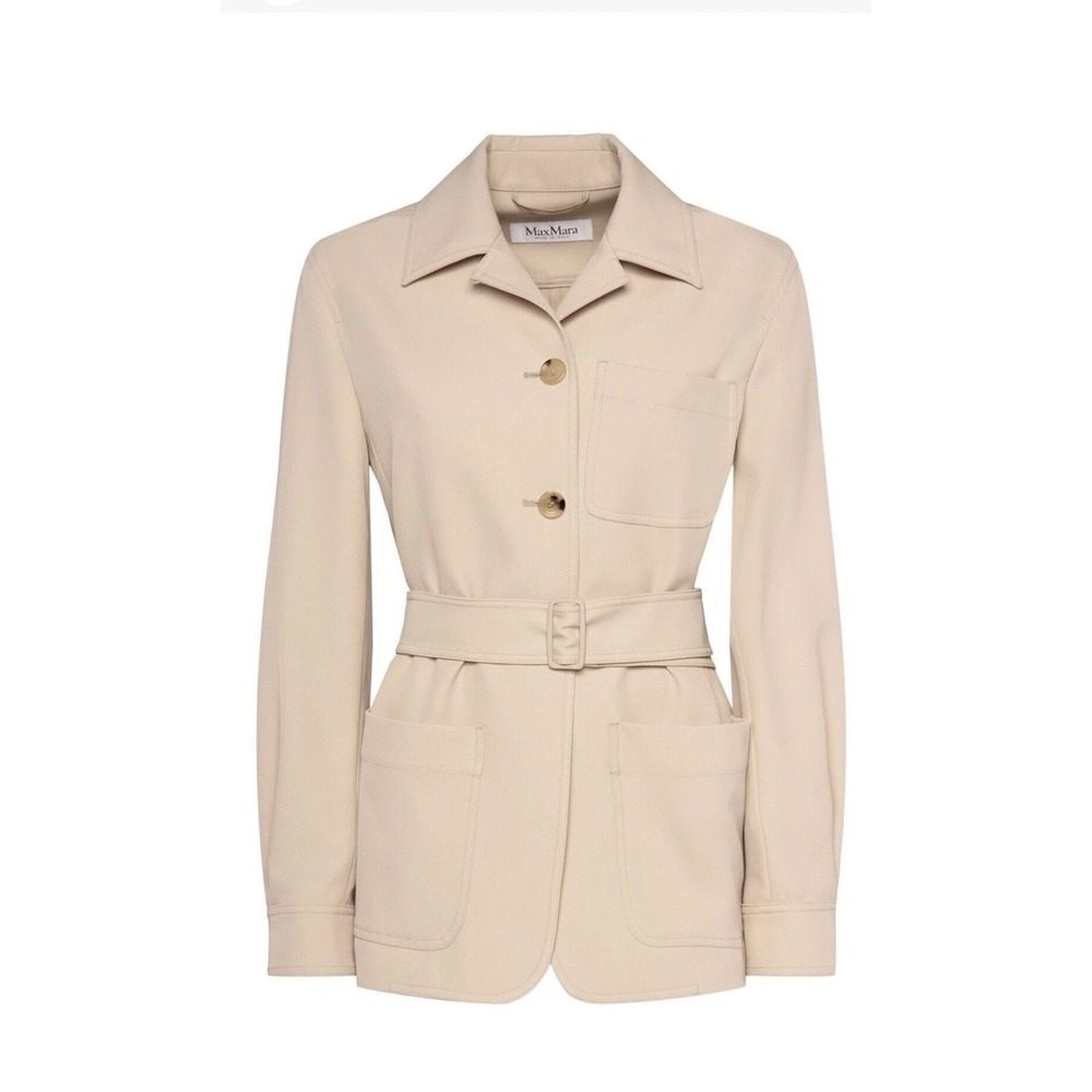 MAX MARA Pulvino $1890 Sand Wool Jacket New Size 38 US 4 Italy Belted Beige Lux